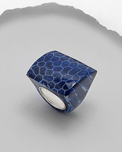 Blue Coral Sterling Silver Ring Size 6 - $47.00