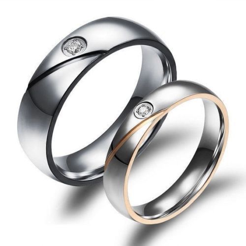 USA 2 PCS Simulated Diamond Couple Ring Promise Engagement Wedding Rings
