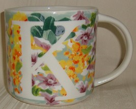 Anthropologie Floral Monogram Mug Initial “K” Coffee Tea Cup  - $14.84