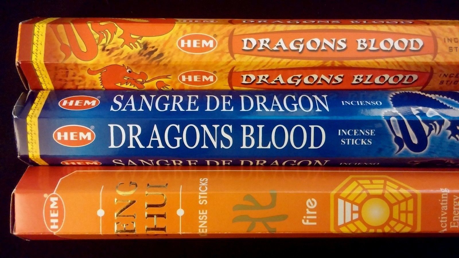 FANTASY Dragons Blood Blue Fire 60 HEM Incense Sticks 3 Scent Sampler Gift Set
