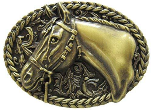 New Vintage Bronze Plated Horse Head Western Cowboy Oval Belt Buckle