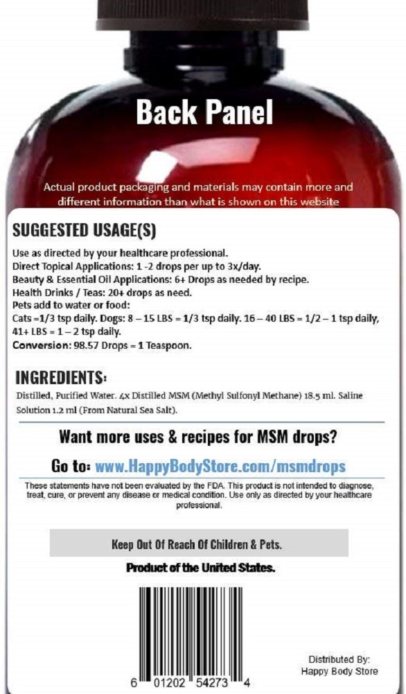 Premium, Liquid MSM Drops. Dietary Supplements