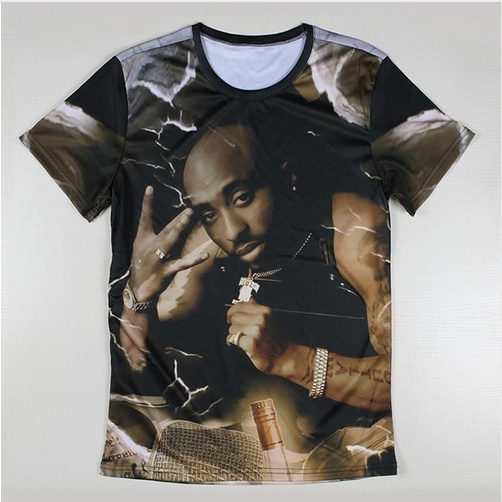 2pac Tupac Shakur 3d print T Shirts Men Hippie Shirts O Neck 3D Character T-shir