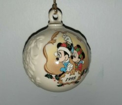 Lenox Disney Mickey &amp; Minnie Under the Mistletoe Ball Ornament 1998 With... - $22.99