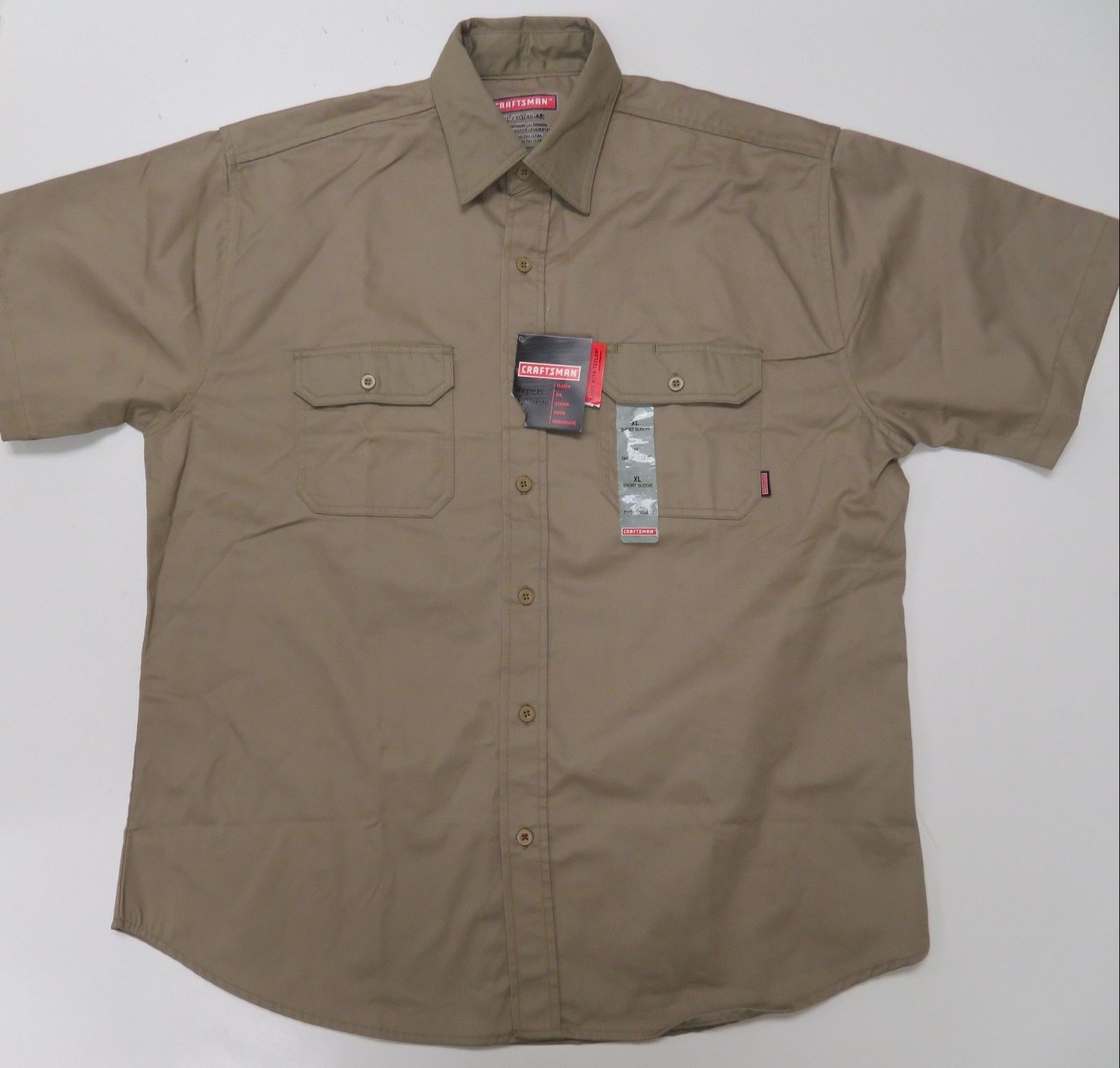 New Craftsman Short Sleeve Work Shirt Mens XL 46-48 Beige Cotton ...