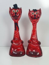 Vintage Hand Pulled Hemingray 17 Insulator Glass Red Cartoon Cats - $89.00