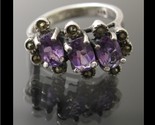 Vintage AMETHYST and MARCASITE Ring in Sterling Silver - Size 6