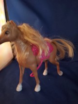 Mattel 2012 Barbie Doll Horse with Pink saddle Brown Gold Hair  - $15.00