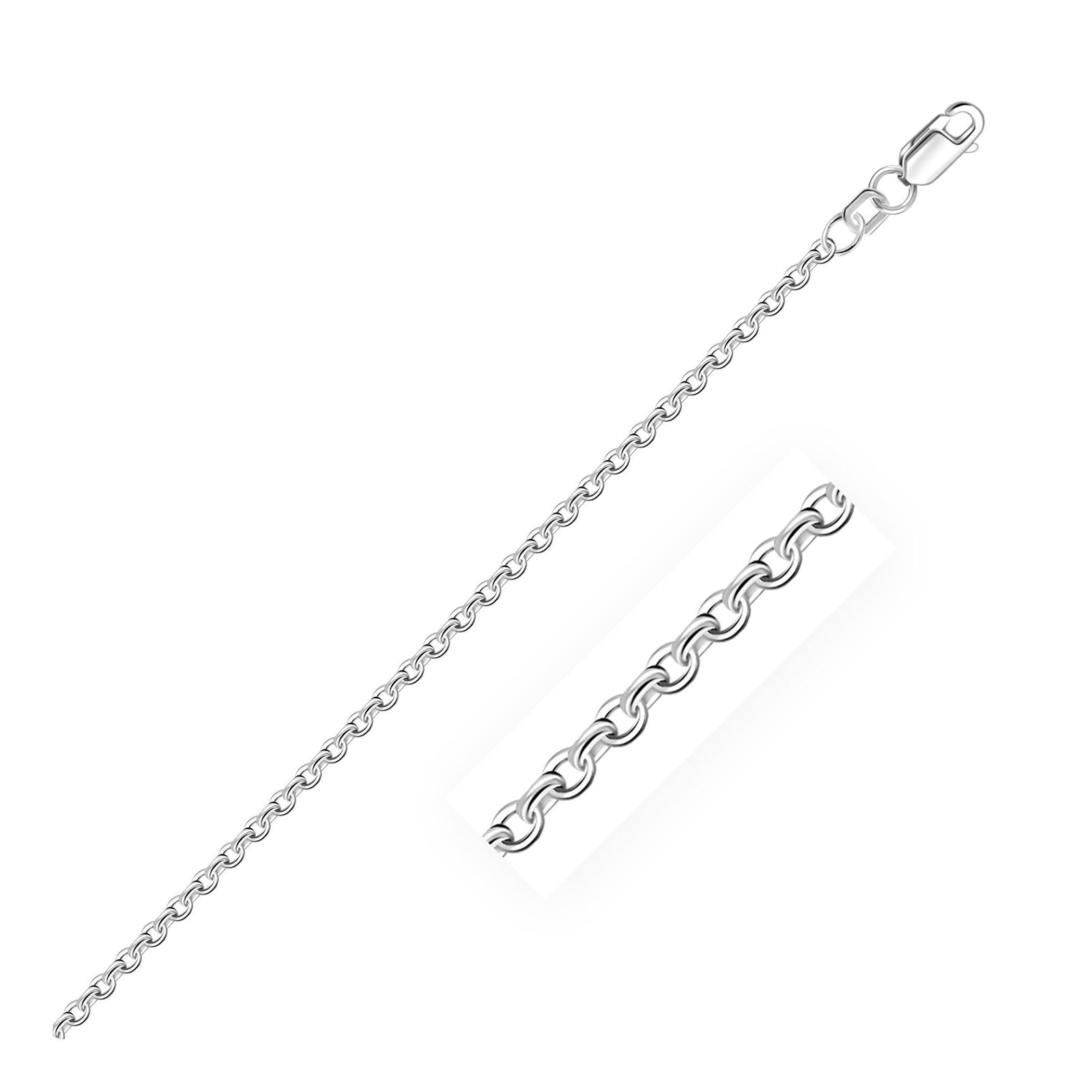 2.3mm 14k White Gold Rolo Chain, size 22''