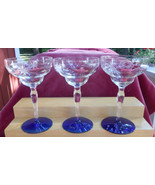 WESTON WINE LIQUOR GLASS 3 COBALT BLUE OPTIC ETCHED DEPRESSION -
show or... - $35.63