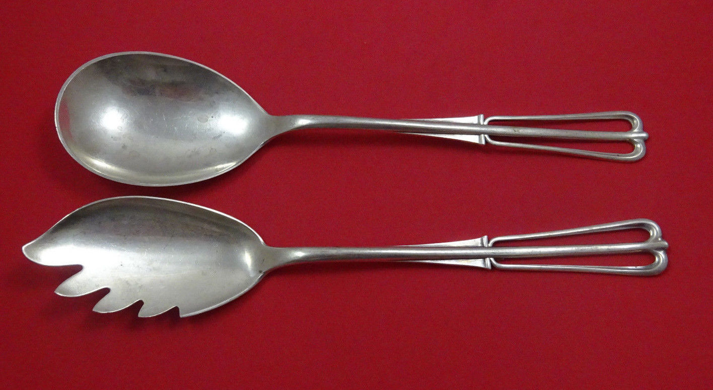 Primary image for Cohr Sterling Silver Salad Serving Set 2pc AS FH Pierced Handle 11"