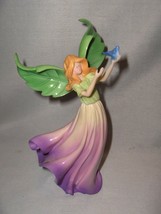 Vintage Fairy Figurine Green wings Purple Dress Holding Bluebird Figurin... - $35.00
