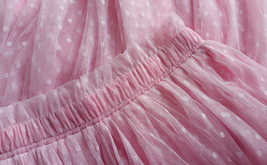 PINK Full Long Tulle Skirt Pink Bridesmaid Tulle Skirt Dot High Waist US0-US28 image 5