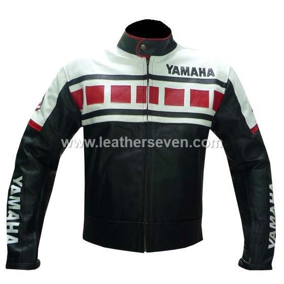 Image of MEN MENS YAMAHA BLACK 6728 COWHIDE LEATHER MOTORCYCLE MOTORBIKE BIKER JACKET