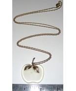 Vintage 1970&#39;s AVON FROSTED GLASS APPLE WITH 28&quot; GOLDTONE CHAIN Necklace... - $19.99