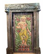 Mogul Interior Huge Antique Hand Carved Frame Doorway with Colorful Budd... - £2,633.45 GBP
