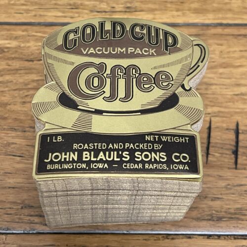 1920's 1930's Antique Gold Cup Coffee Label John Blaul’s Sons Co