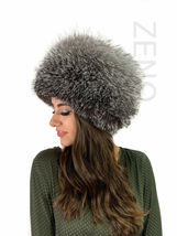 Blue Frost Fox Fur Hat Natutral Colors Saga Furs Full Round Hat Adjustable image 6
