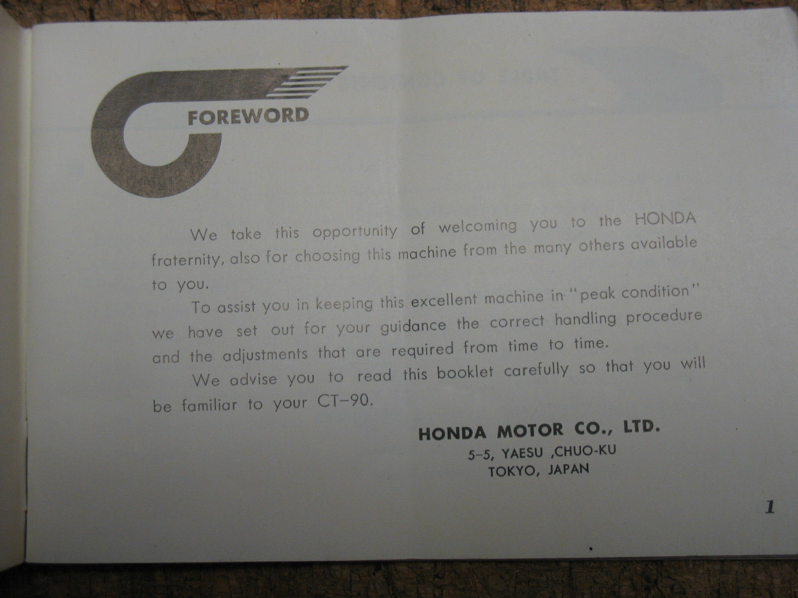 ... 1966 66 HONDA CT90 CT 90 K0 KO TRAIL OWNERS MANUAL ...