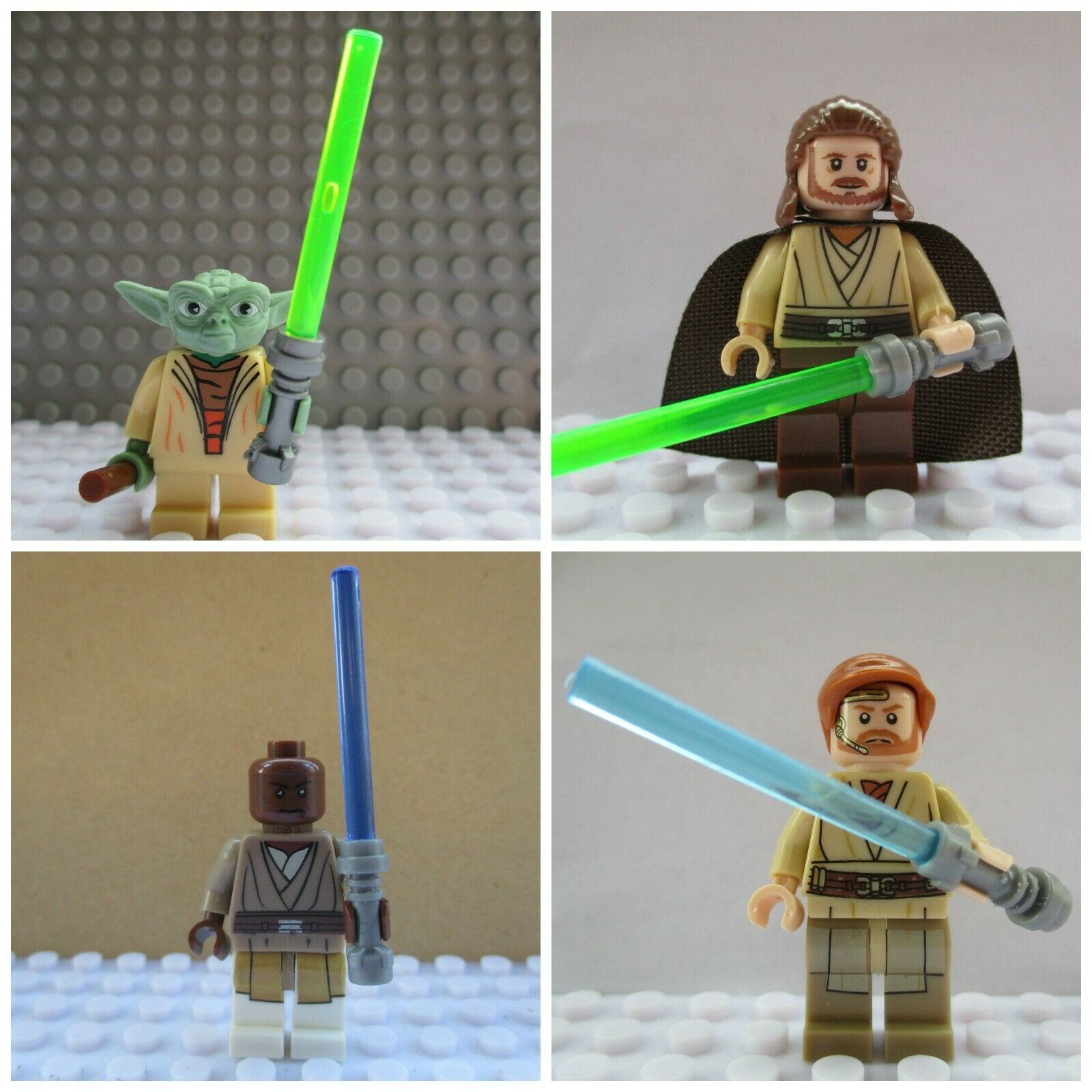 4pcs/set Jedi Master Yoda Mace Windu QuiGon Jinn ObiWan Star Wars Minifigures Building Toy