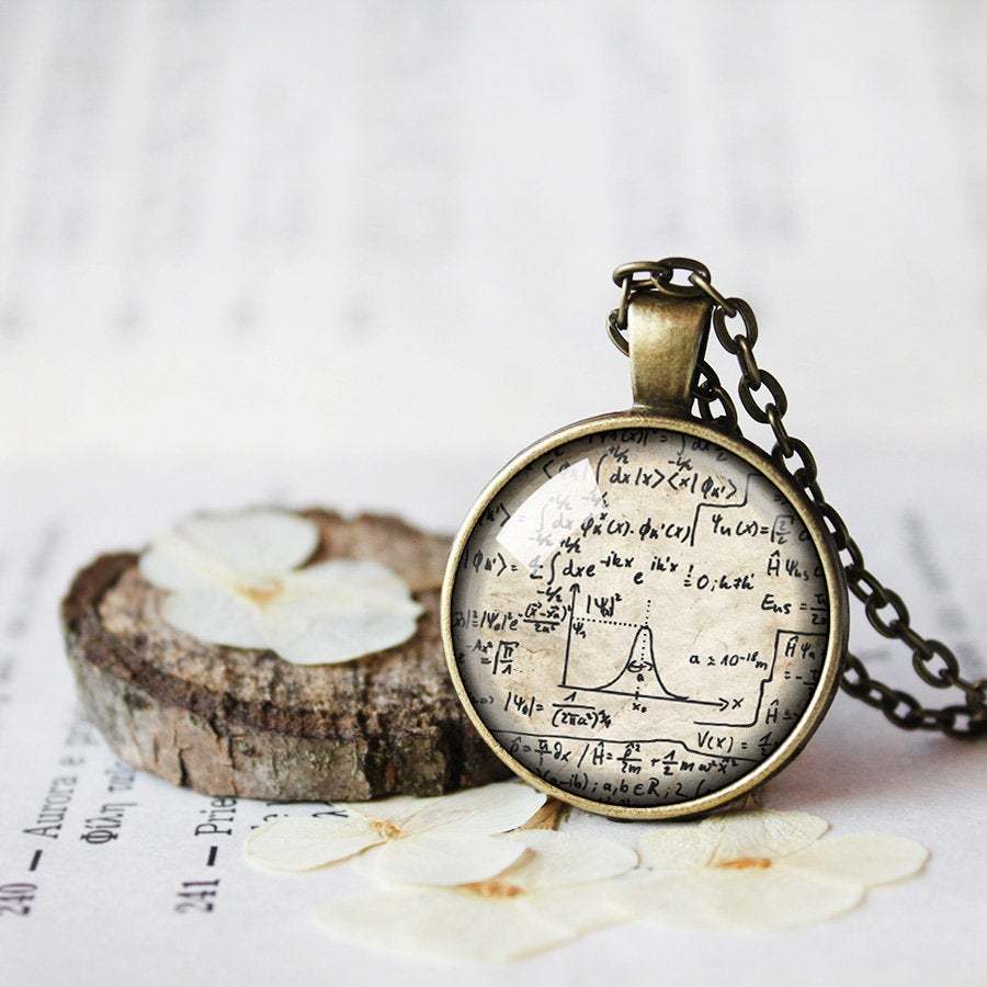 Mathematics Equation Necklace, Math Pendant, Curves with formulas