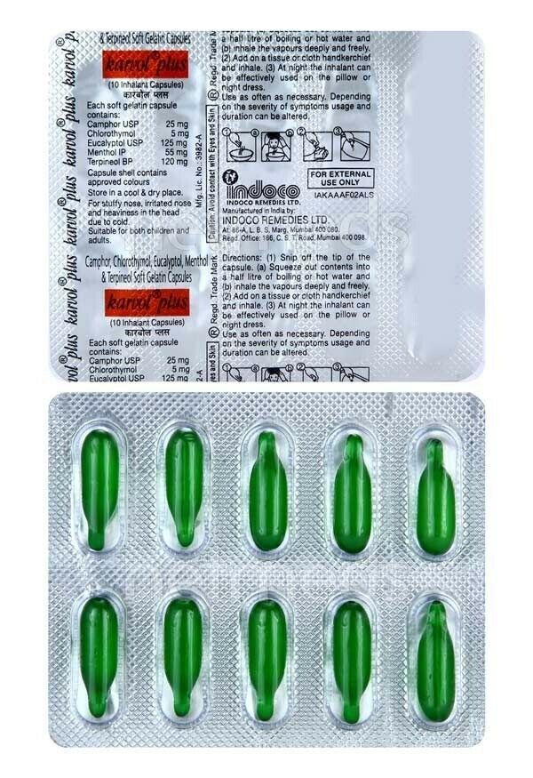 Capsules KarvolPlusCapsulesInhalantClearCongestionColdCough