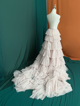 Blush Wedding Detachable Tulle Maxi Skirt Wedding Photo Long Tiered Tulle Skirt  image 2