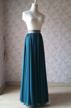 Chiffon Bridesmaid Maxi Skirt High Waist Chiffon Maxi Skirt Teal blue Plus Size image 2