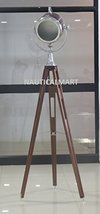 NauticalMart Half Mile Ray Searchlight With Wooden Tripod Floor Lamp Stand
