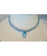 Elegant Light Blue Swarovski Crystals with Silver Beads Necklace Handcra... - $24.74