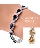 Evening Bracelet Crystal Tear Drop pear shape prom party bridal golden b... - $15.83