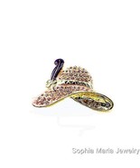 Pink Crystal Rhinestone Hat Brooch Fashion Pin 1.75&quot; Costume Jewelry - $8.90