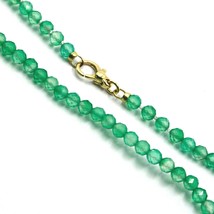 18K YELLOW GOLD NECKLACE 31.5", 80cm, FACETED ROUND GREEN AGATE DIAMETER 3mm image 2