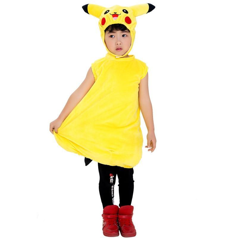 Cute Pikachu Costume Cosplay Children Anime Pokemon Go Dress Up 