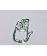 CHUBBY KITTY CAT PENDANT in STERLING SILVER - 1.25 inches - FREE SHIPPING - £28.75 GBP