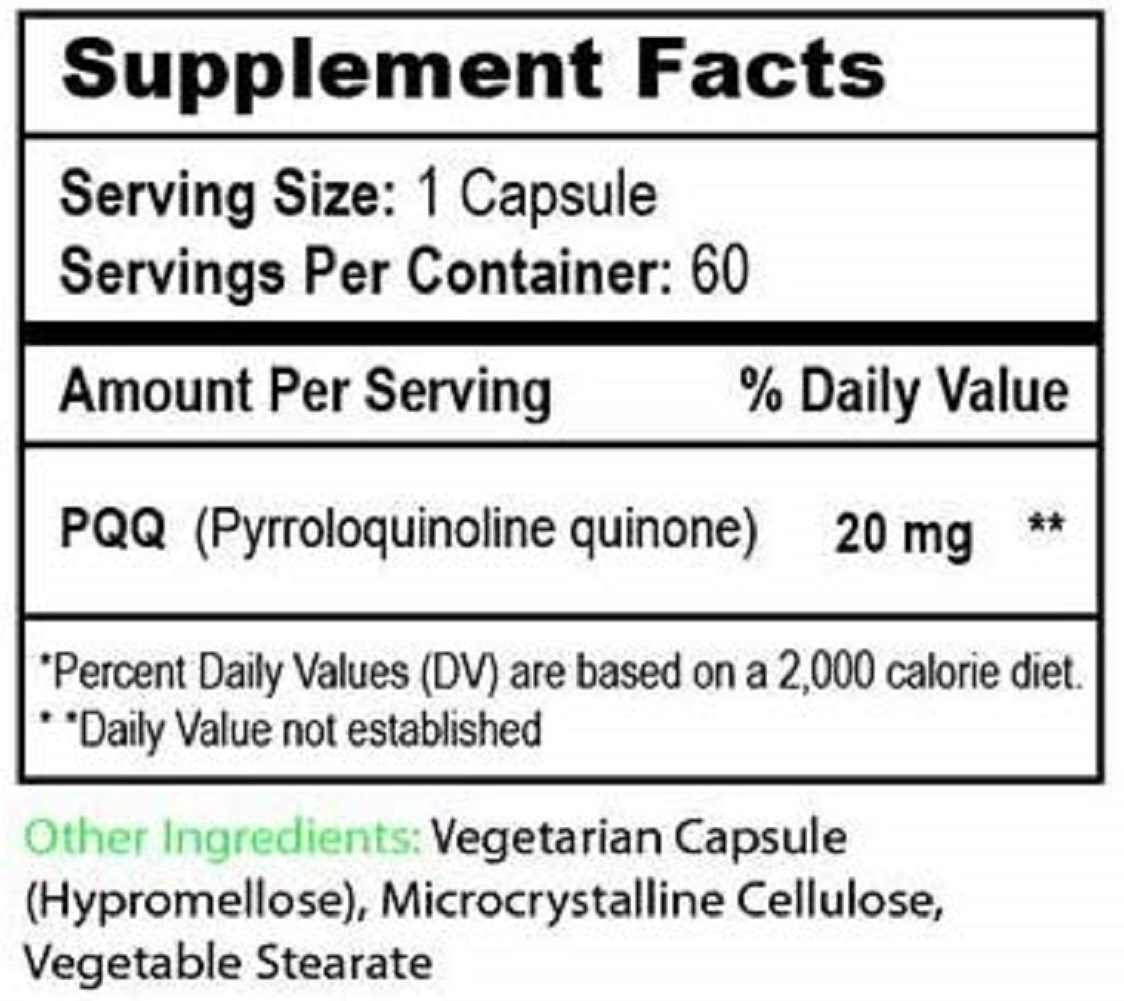 Pure Nootropics -PQQ (Pyrroloquinoline Quinone) 20mg (Reduction-Oxidation)