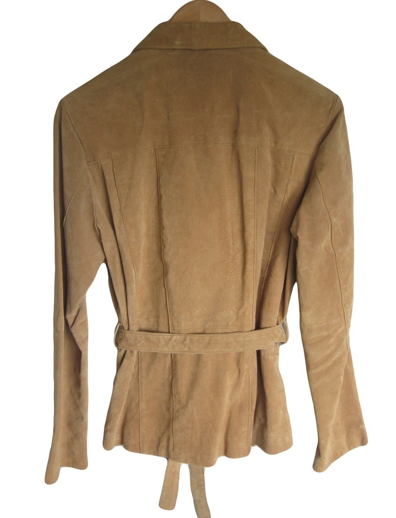 Womens Suede Leather Jacket Coat Size Medium Tan Button Front WILSONS ...