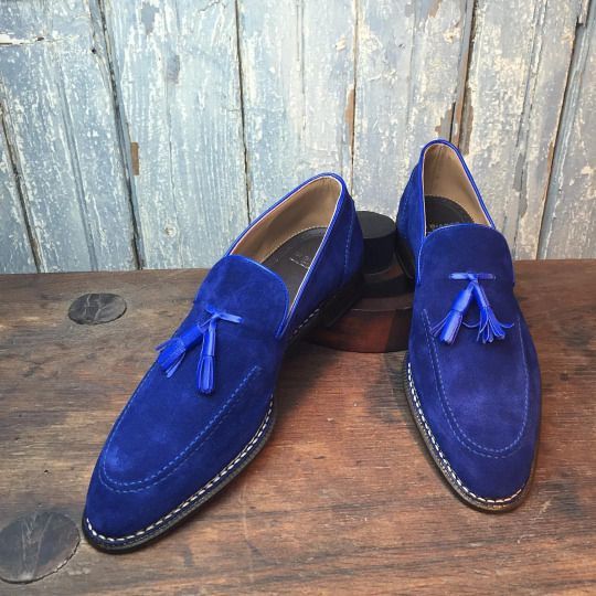 Men,s Handmade loafer shoes, royal blue suede shoe for men, men tassel ...