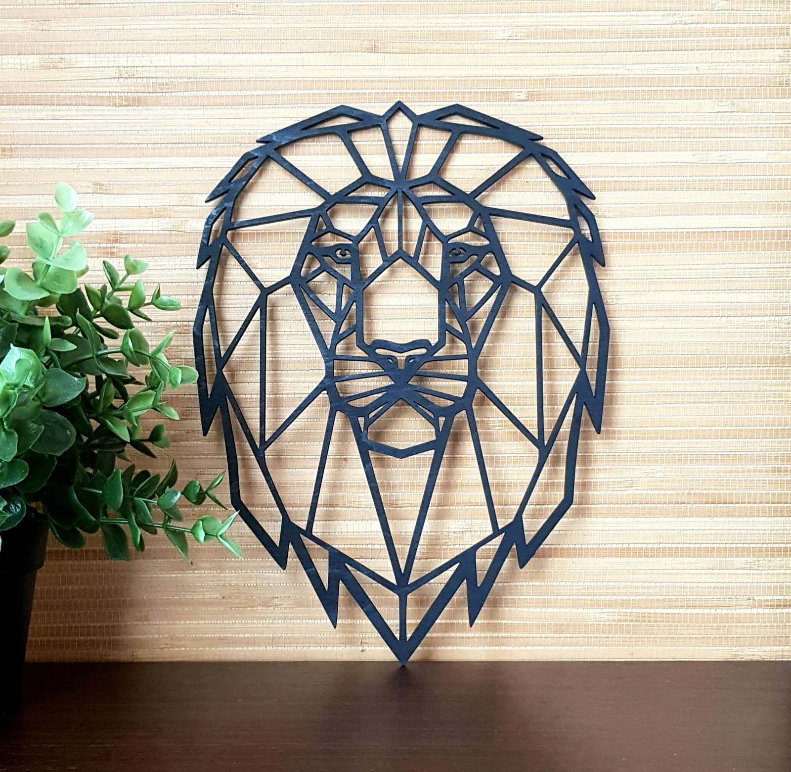 Wooden Geometric Lion Head Wall Decor, Wooden Decor, Wooden Wall decor
