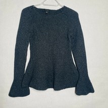 Ann Taylor Ribbed Peplum Hem Sweater Heather Gray Women Size Small - $24.70