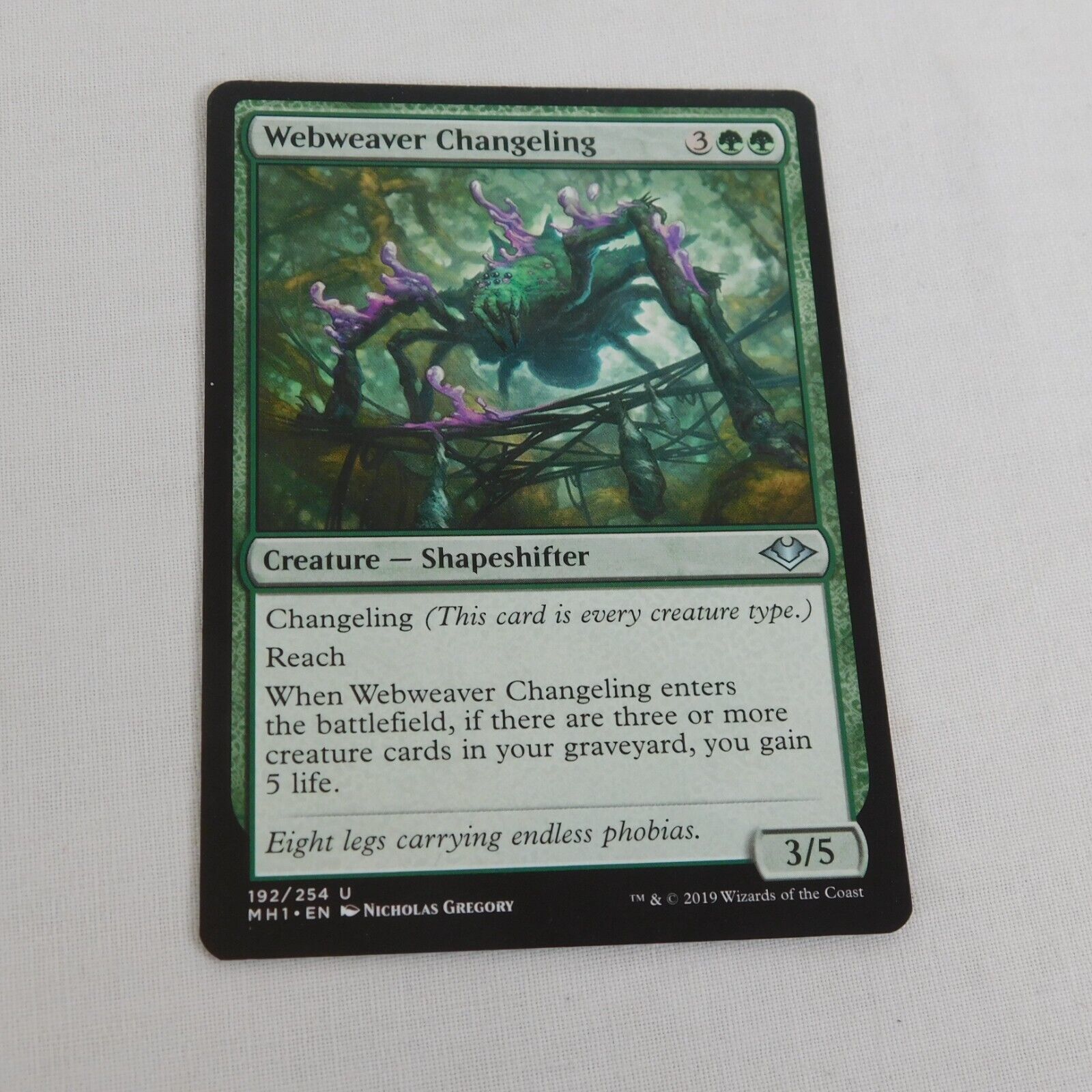 Webweaver Changeling MTG 2019 Green Creature Shapeshifter 192/254 ...