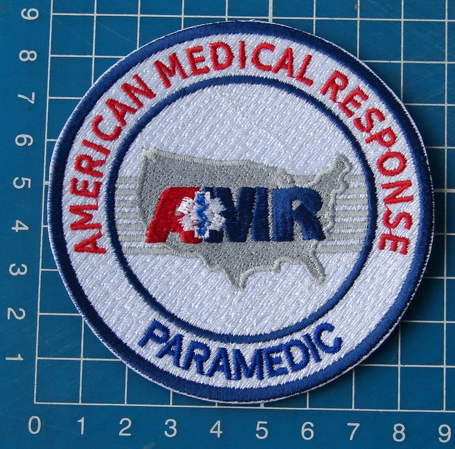 AMR AMERICAN MEDICAL RESPONSE PARAMEDIC PATCH WHITE