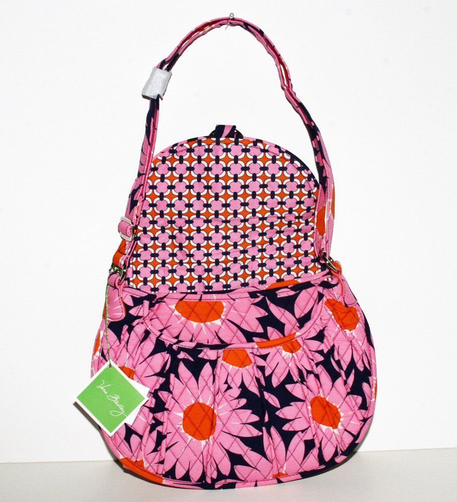 Pink Daisy Vera Bradley Shoulder Bag Cross Body Loves Me Print Saddle ...