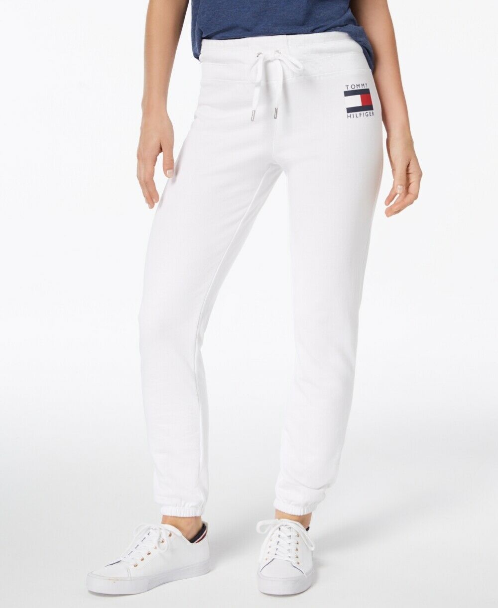Tommy Hilfiger Womens Sport Logo Sweatpants White - Pants