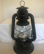 Black Hanging Lantern with Loop Hanger 11" High Metal Glass LED Camping Outdoor image 2