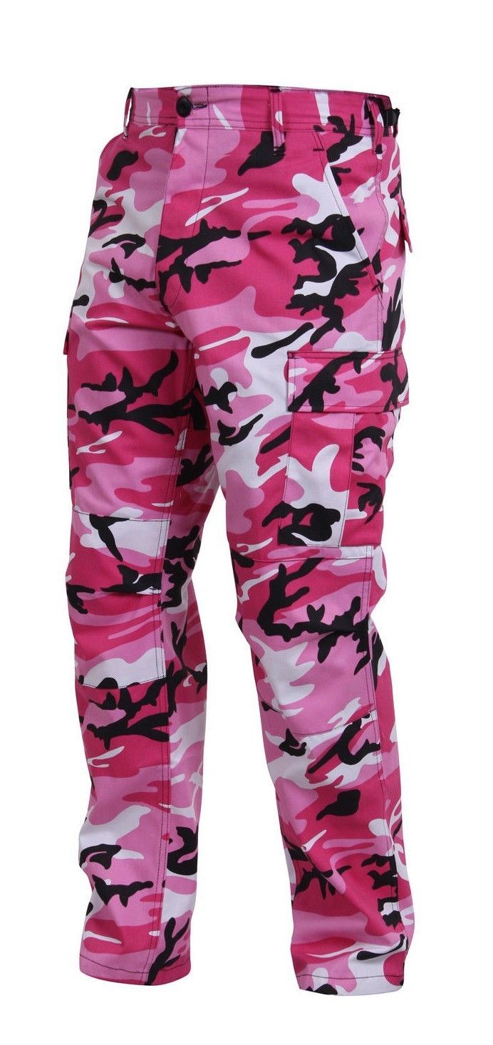 Mens Pink Camouflage Military BDU Cargo Bottoms Fatigue Trouser Camo ...