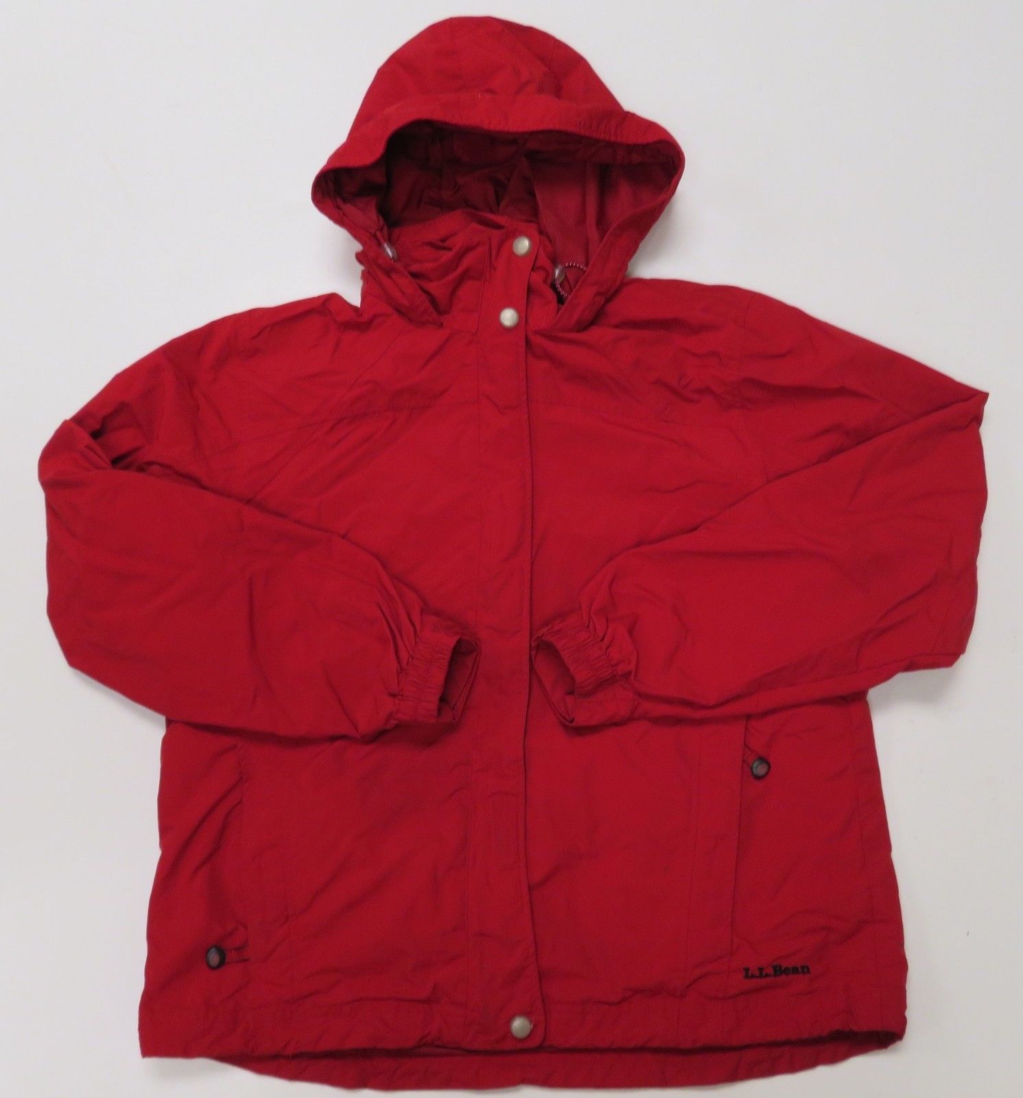 LL Bean Womens Red Trail Model Rain Jacket Large Hooded Nylon - Coats ...