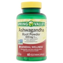 Spring Valley Ashwagandha Root Powder Vegetarian Capsules, 800 mg, 60 co... - $25.73