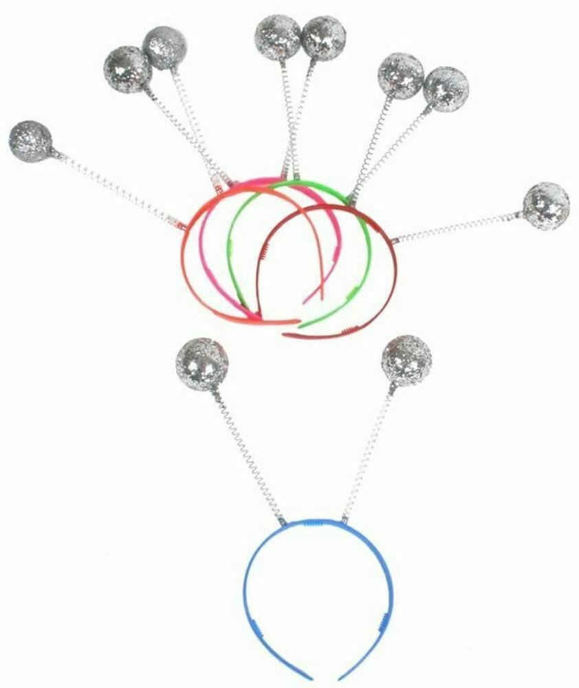 Head Boppers Silver Glitter Balls on Headband, Alien, Hen Night