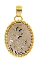 18K YELLOW WHITE GOLD MEDAL PENDANT, VIRGIN MARY, MADONNA AND JESUS WITH FRAME  image 1